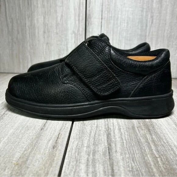 OrthoFeet Broadway 510 Velcro Hook And Look Black Leather Shoes Mens Size 8 - Picture 5 of 10